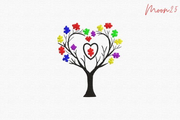 Autism Puzzle Tree Heart Love