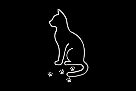 Cat Outline with Paw