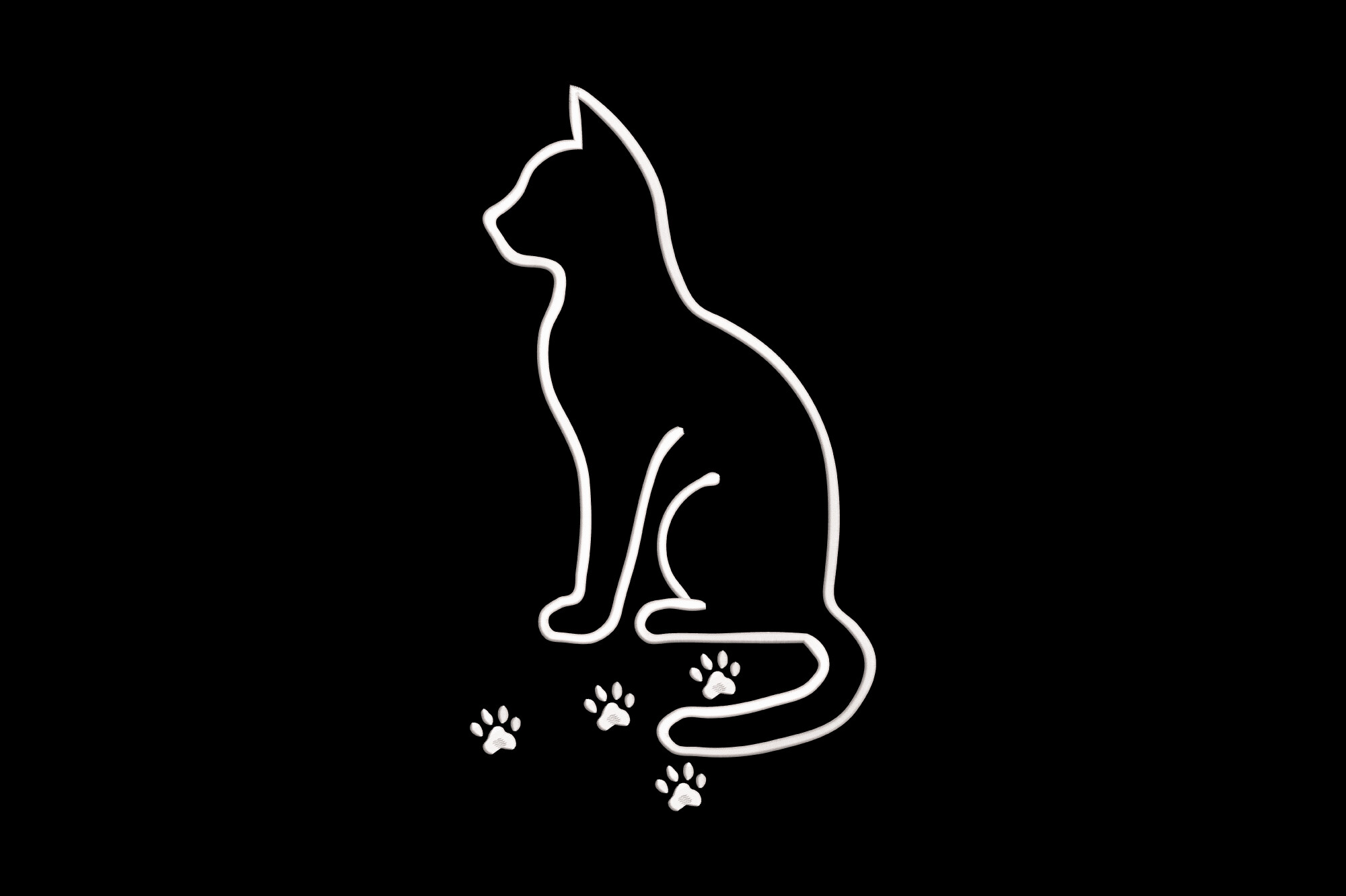Cat Outline with Paw