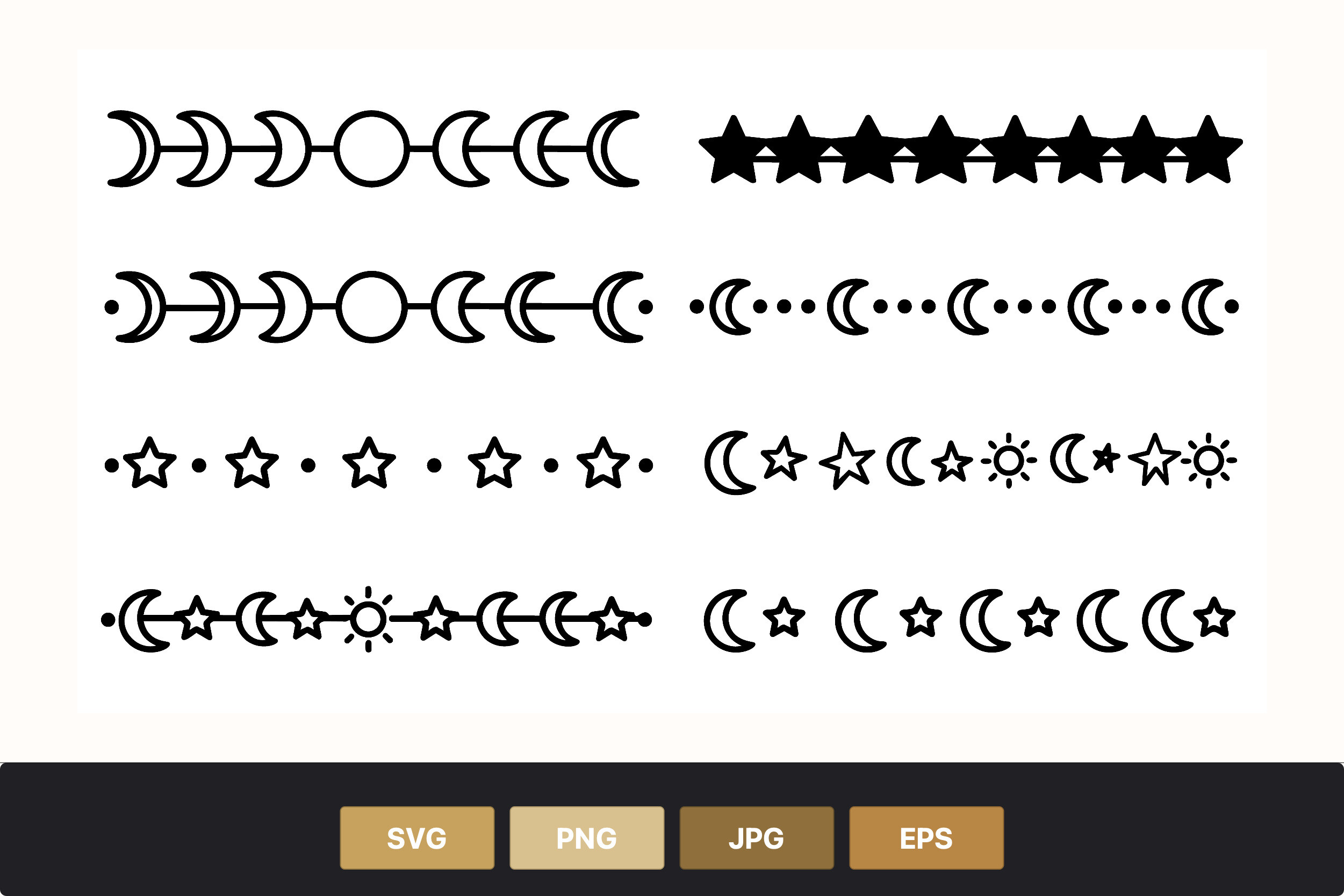 Celestial Moon Star Divider Line Art