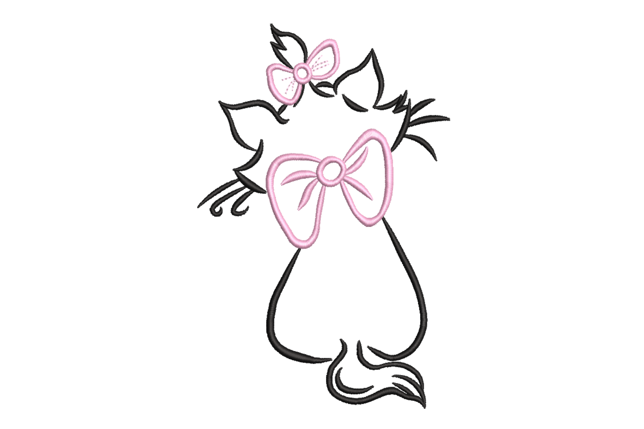 Cute Cat Outline with Bow