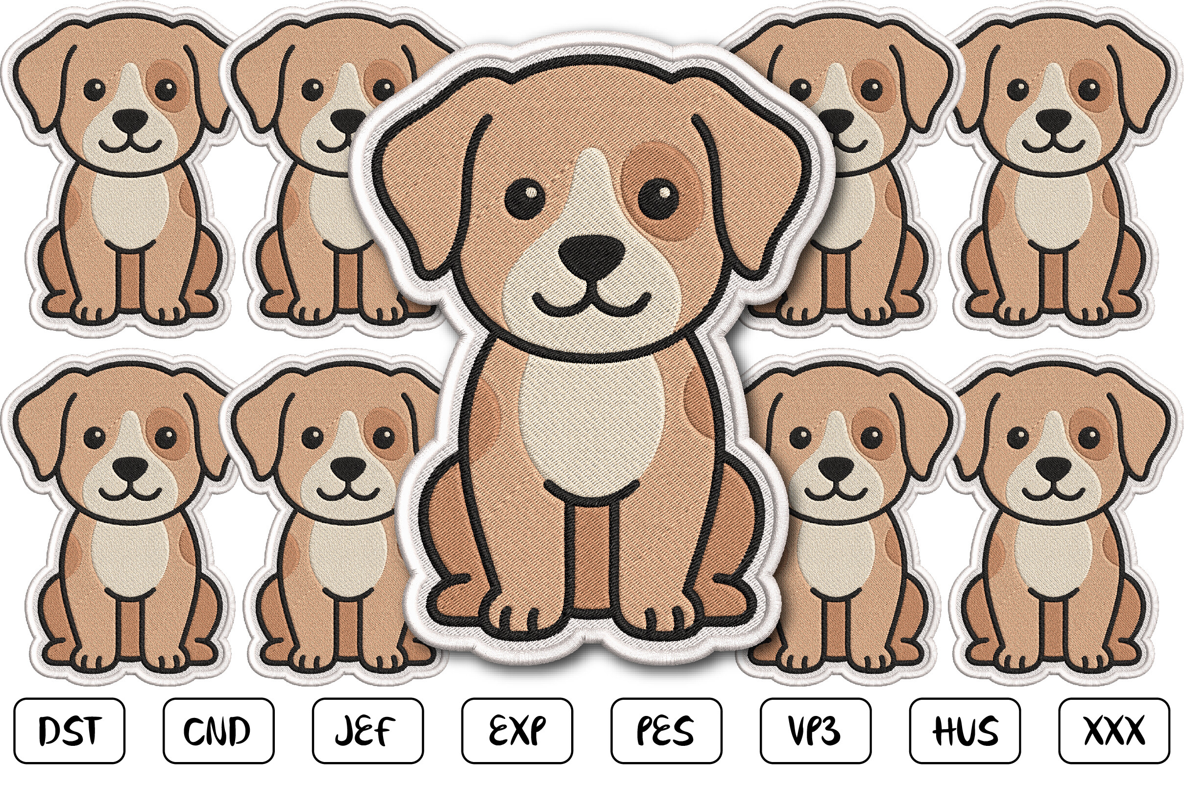 Cute Dog Patch Embroidery Design