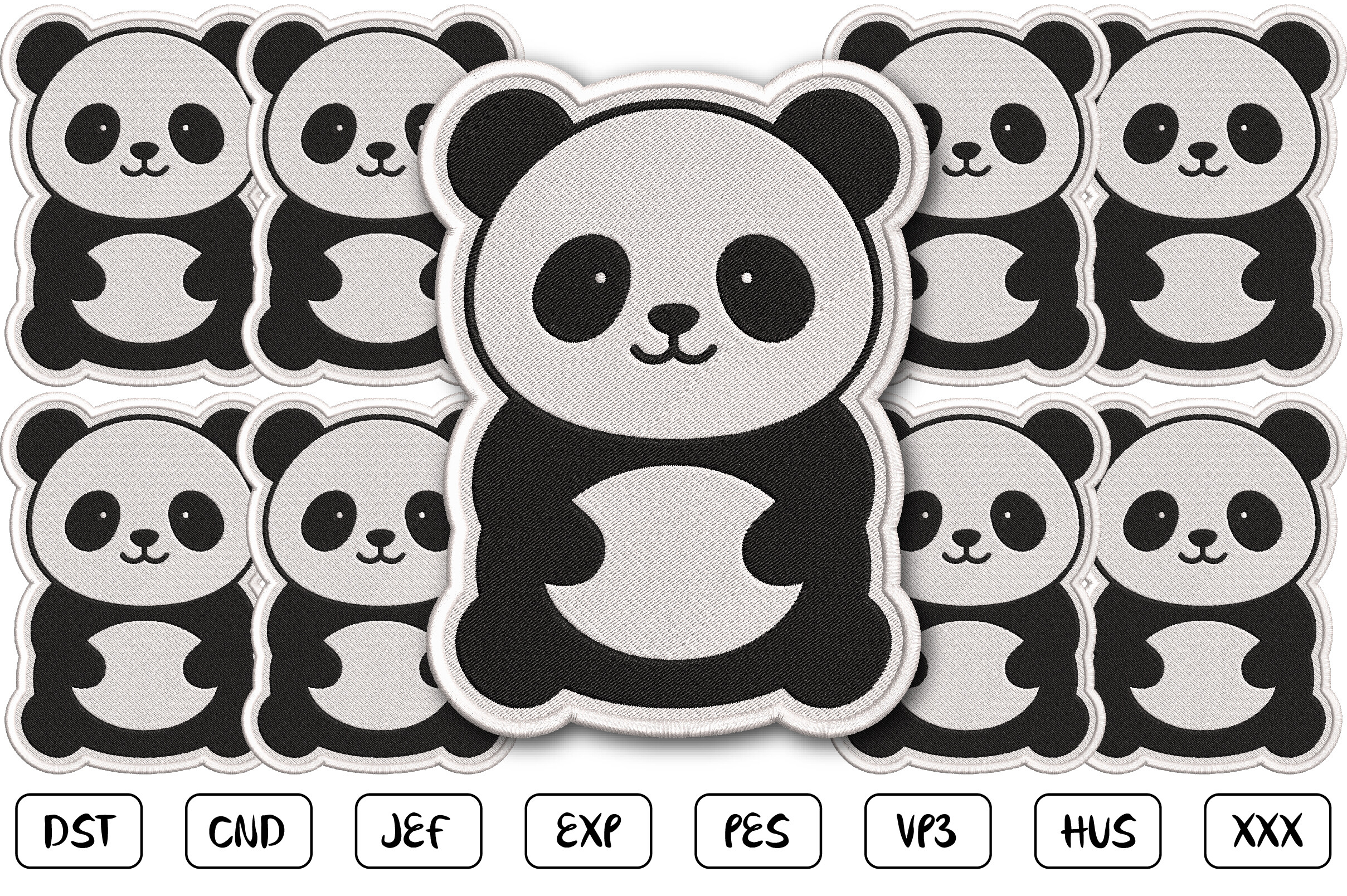 Cute Panda Patch Embroidery Design