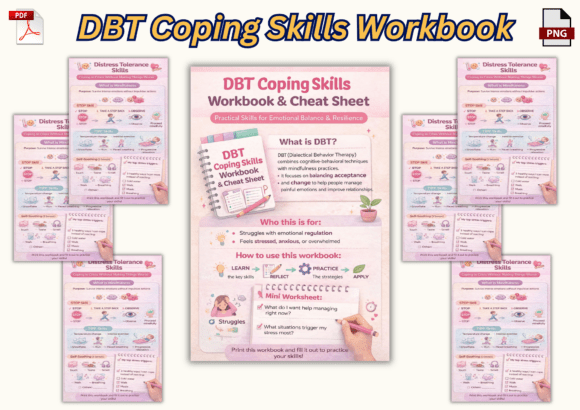 DBT Coping Skills Workbook & Cheat Sheet