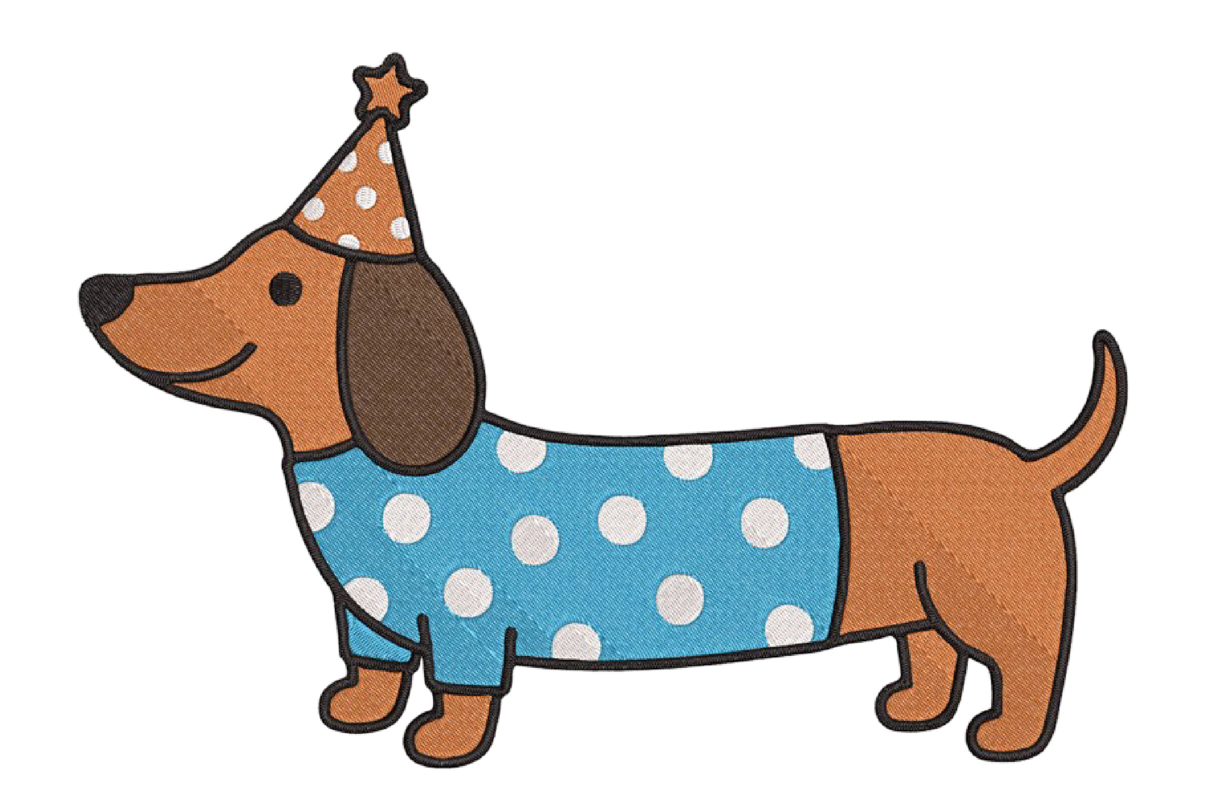 Dachshund Birthday Dog Embroidery Design