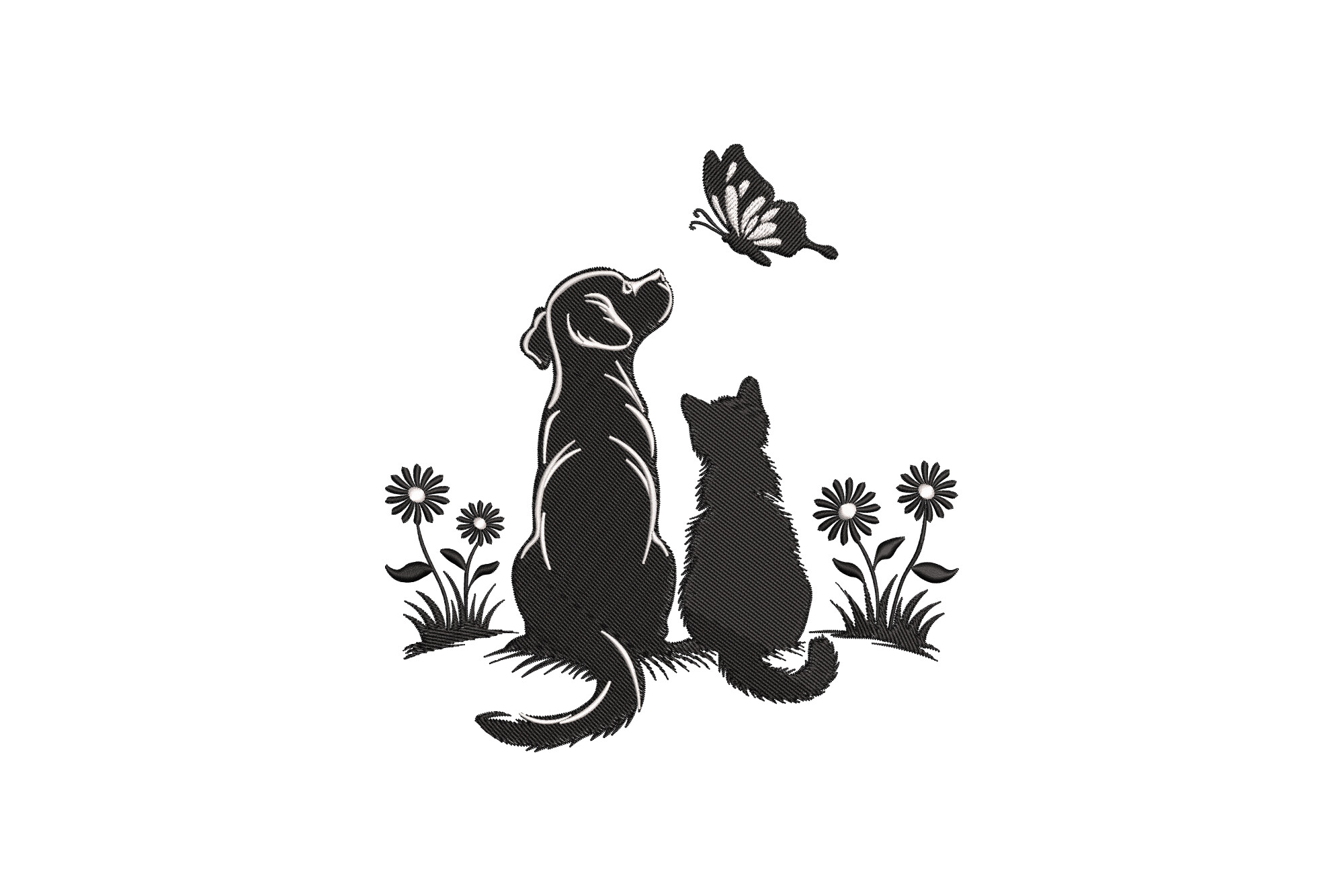 Dog and Cat with Butterfly