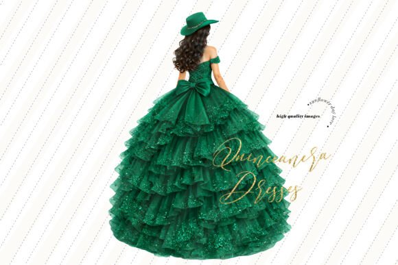 Emerald Green Princess Dress Clipart Graphic by SunflowerLove  Creative  Fabrica