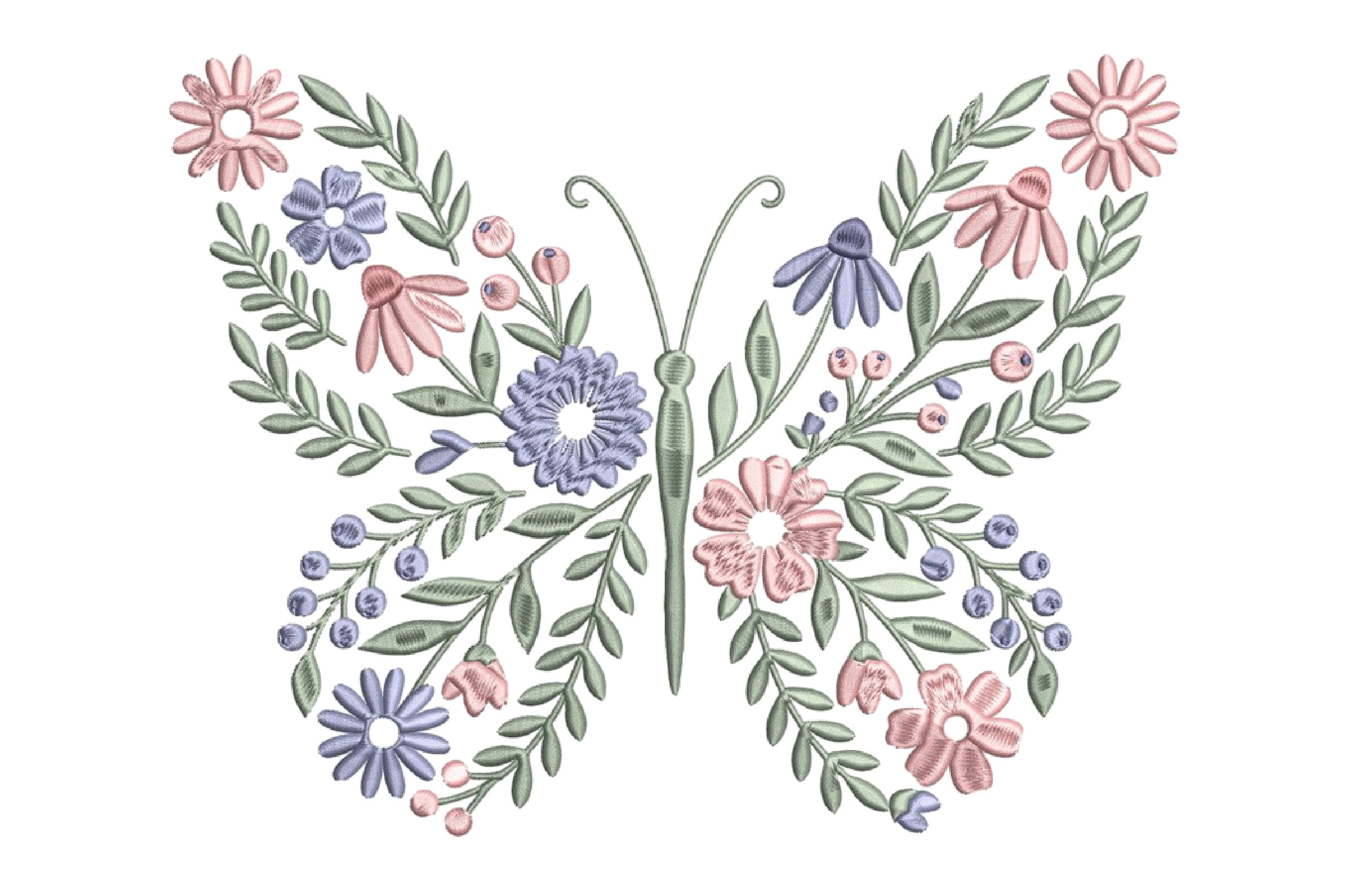Floral Butterfly Embroidery Design