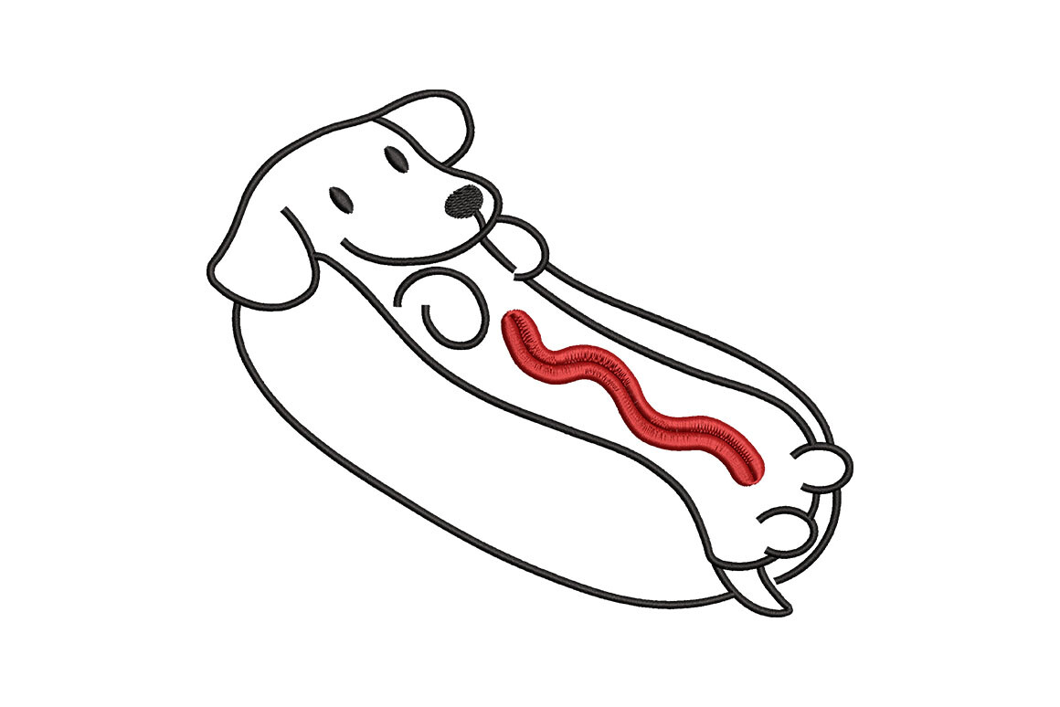 Funny Hot Dog Dachshund Embroidery
