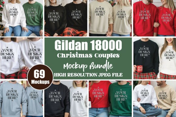 Gildan 18000 Christmas Couples Mockups