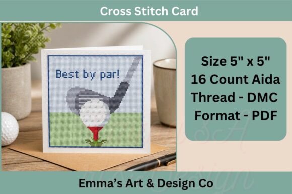 Golf Cross Stitch Card