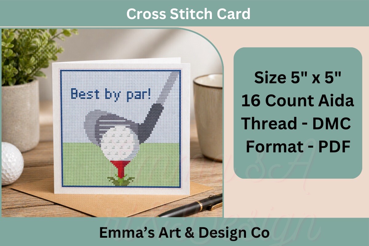 Golf Cross Stitch Card