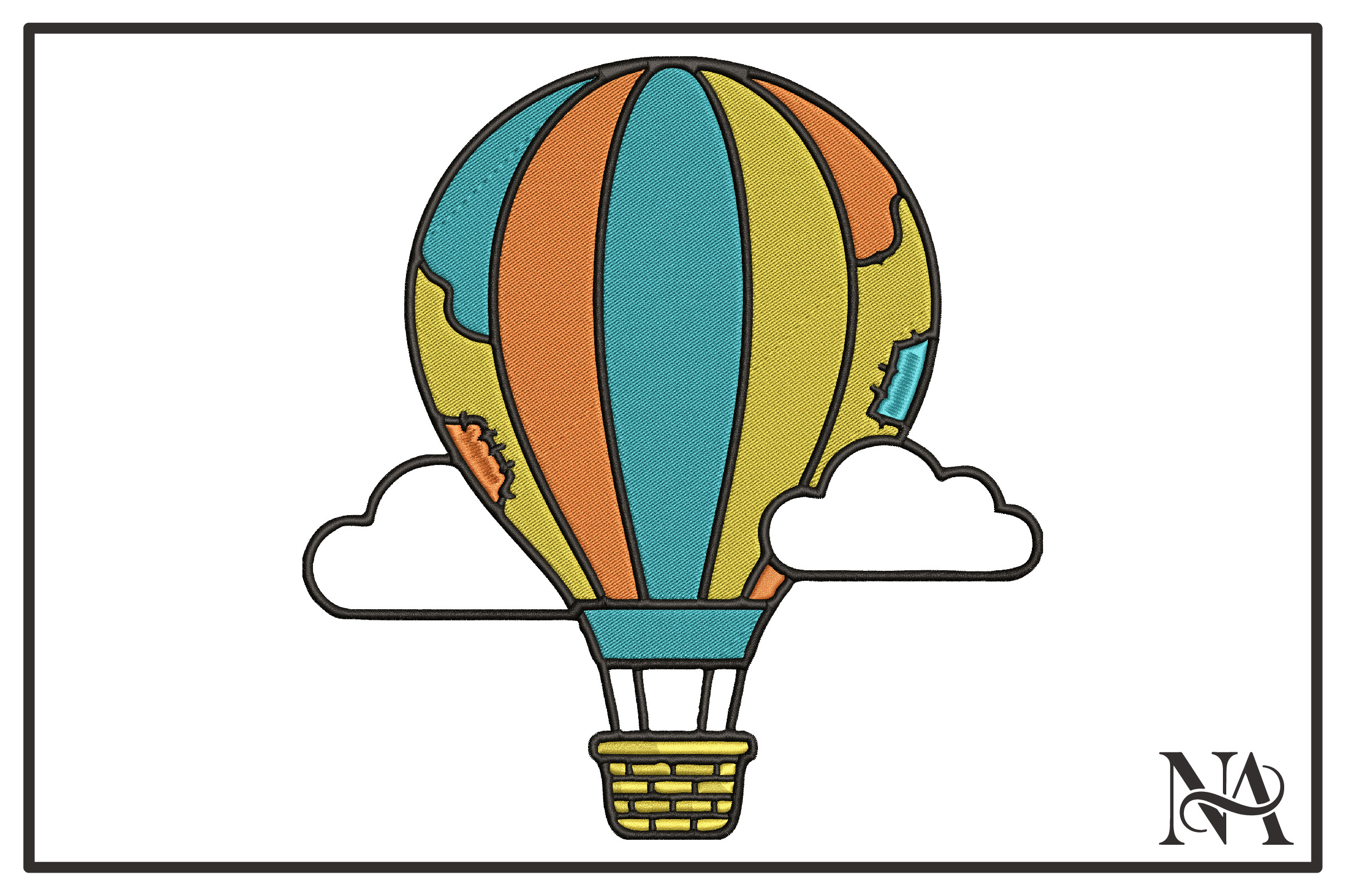Hot Air Balloon Clouds Embroidery
