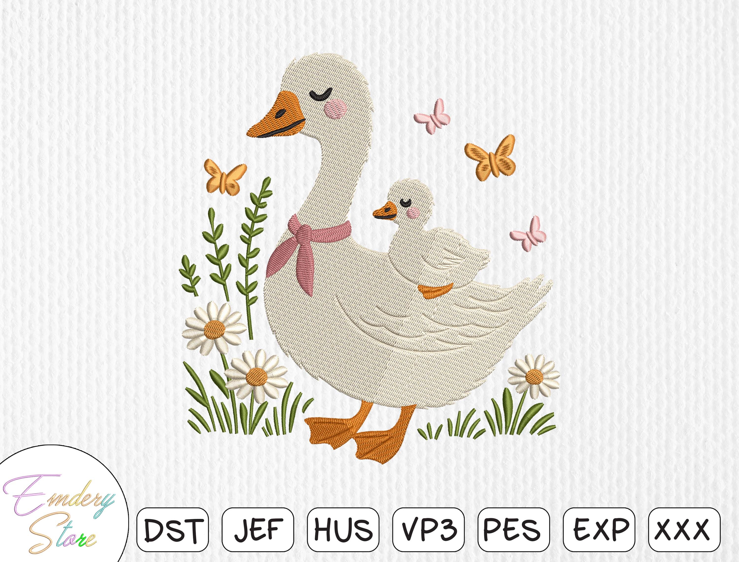 Mama Goose & Gosling Embroidery Design