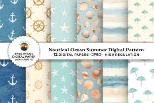 Nautical Ocean Summer Digital Patterns Graphic by sagorarts · Creative ...