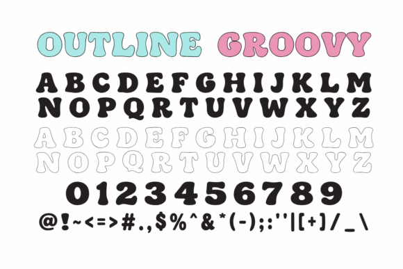 Outline Groovy Font PNG with transparent background - Preview 6