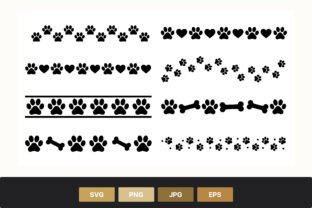 Paw Prints Hearts Bones Seamless Borders