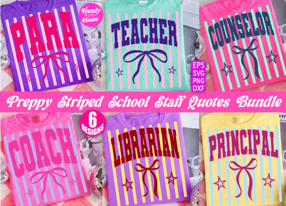 Preppy Striped School Teacher PNG Bundle
