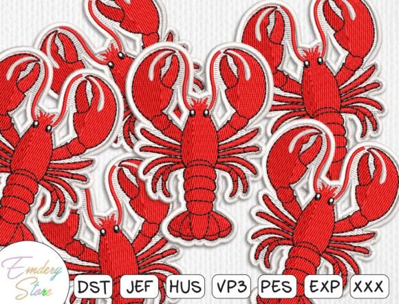 Seafood Patch Embroidery Desing