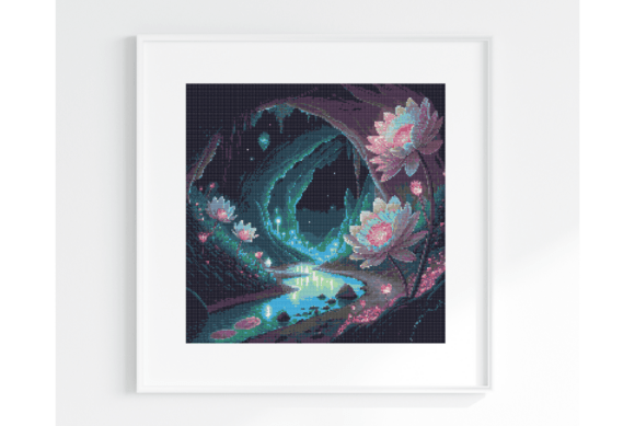 Secret Floral Cave Cross Stitch Pattern