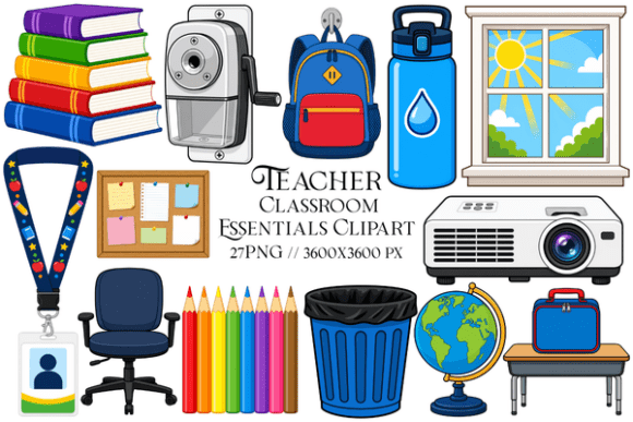 Teacher Classroom Essentials Clipart