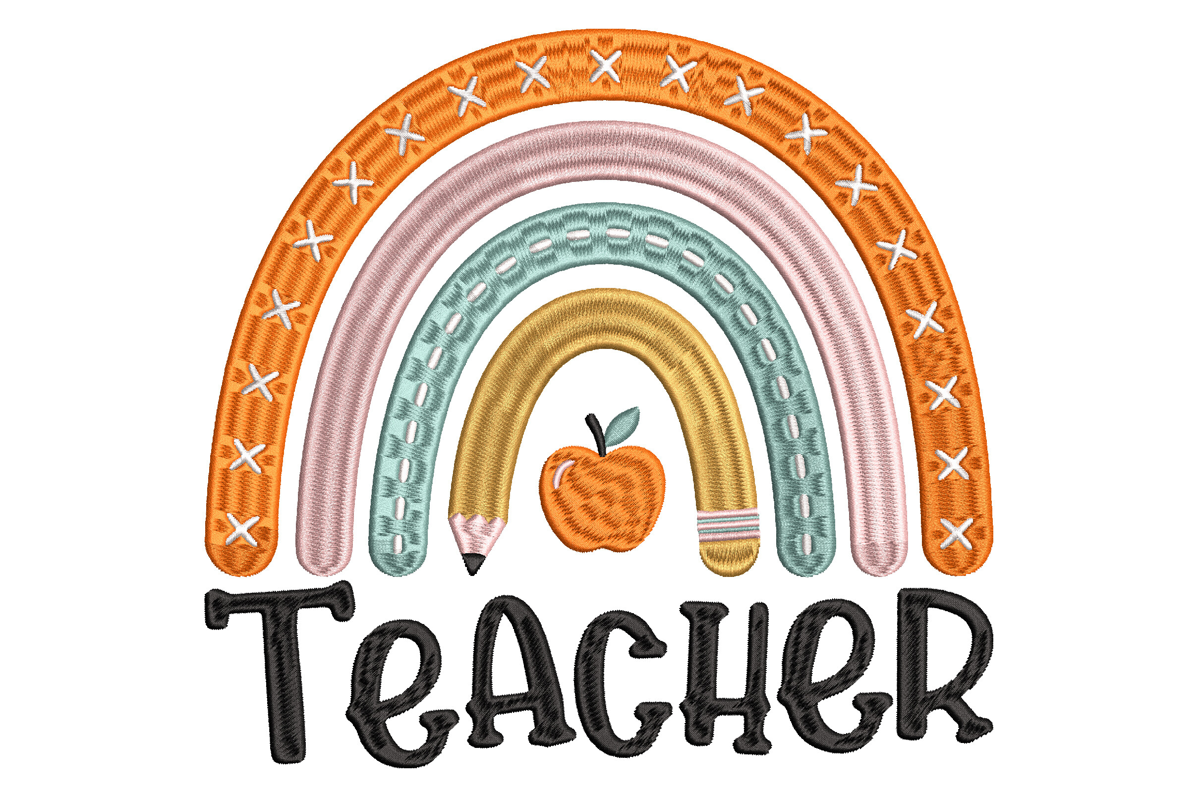 Teacher Rainbow Embroidery
