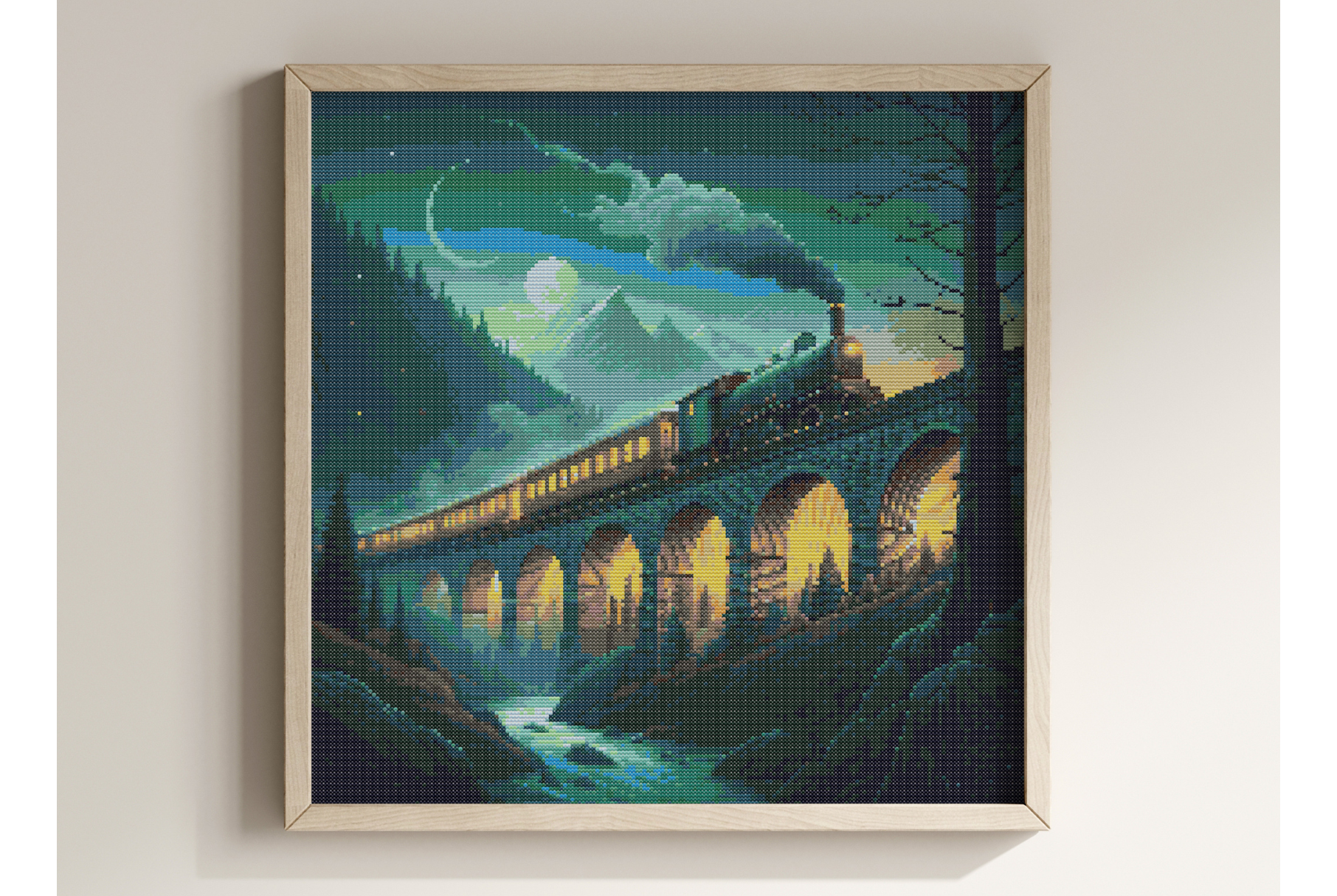 Vintage Steam Train Cross Stitch Pattern