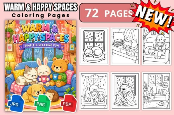 Warm & Happy Spaces Coloring Pages