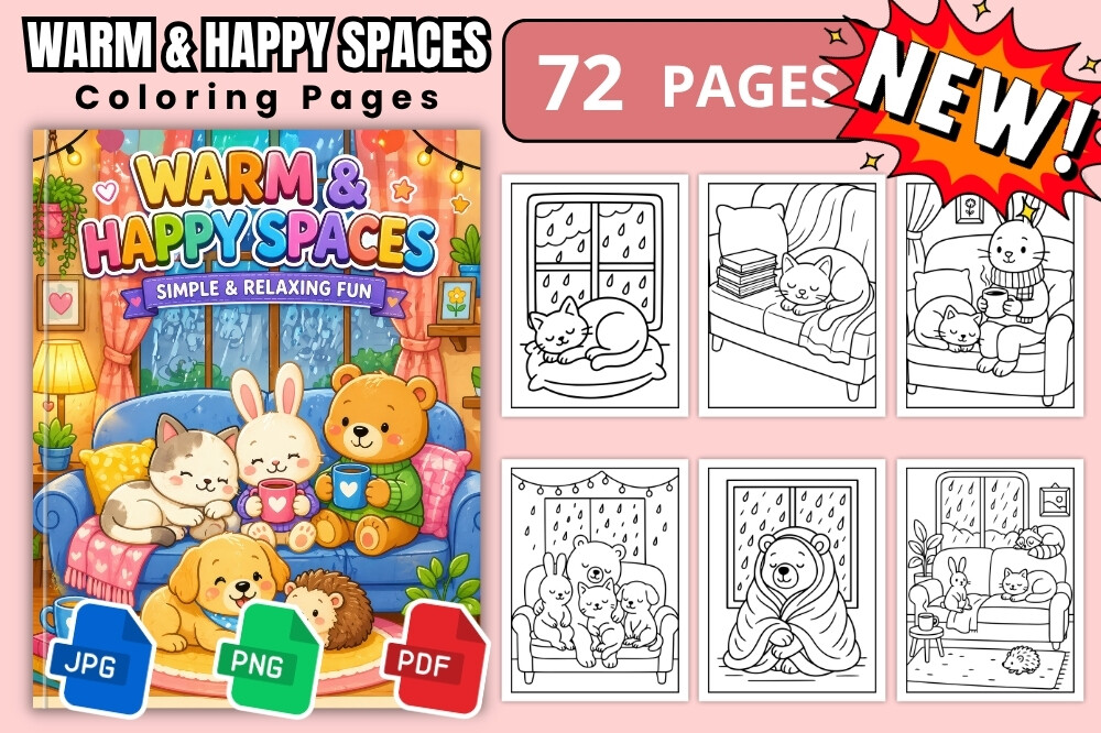 Warm & Happy Spaces Coloring Pages