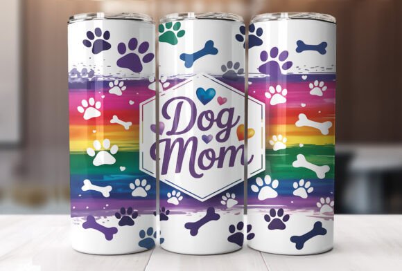 20oz Dog Mom Tumbler Wrap PNG