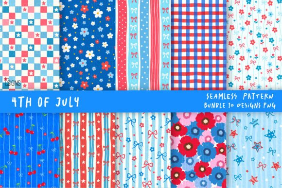 4th of July Patriotic Pattern Bundle Graphic Patterns By DSIGNS
