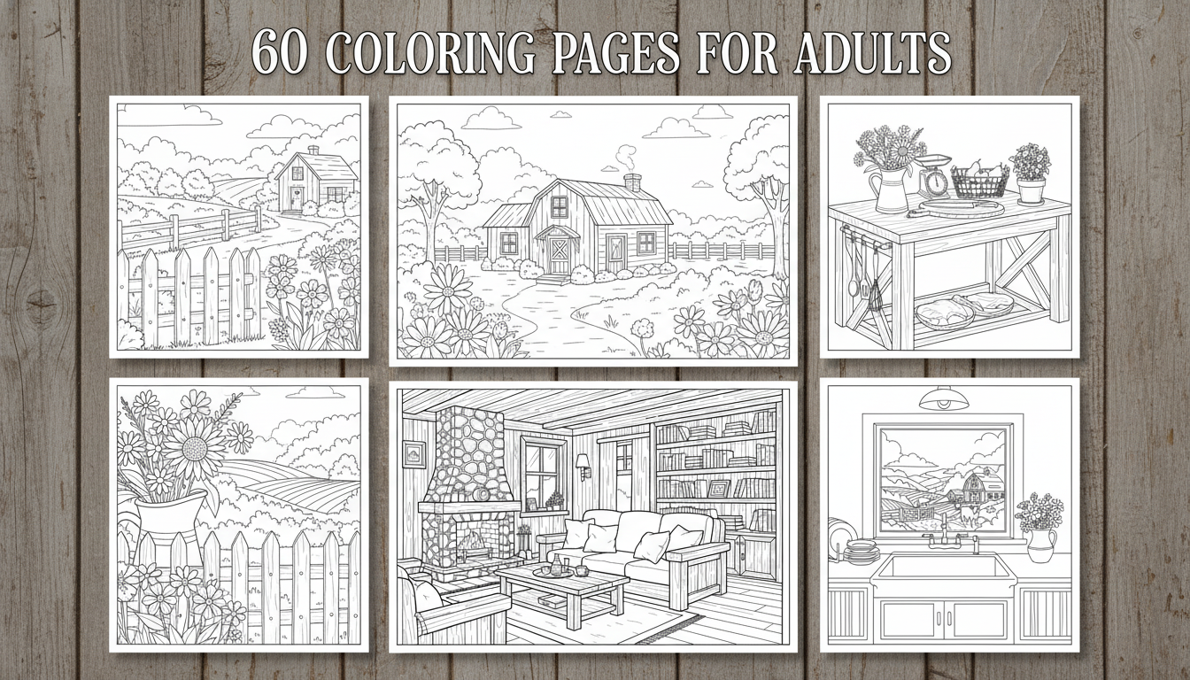 60 Farmhouse Coloring Pages for Adults