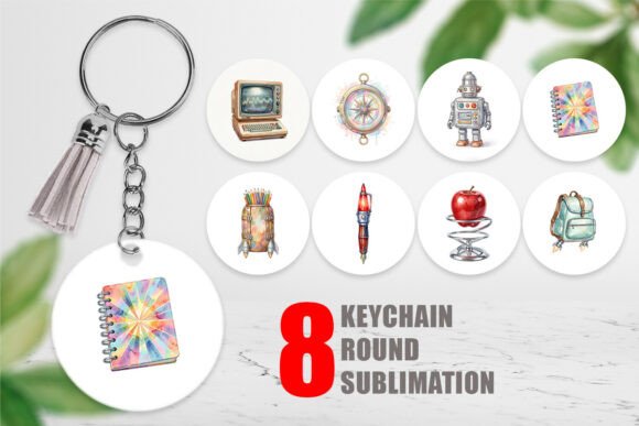 Atomic Age School Watercolor Keychain