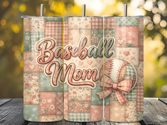 Baseball Mom Patchwork Floral Tumbler