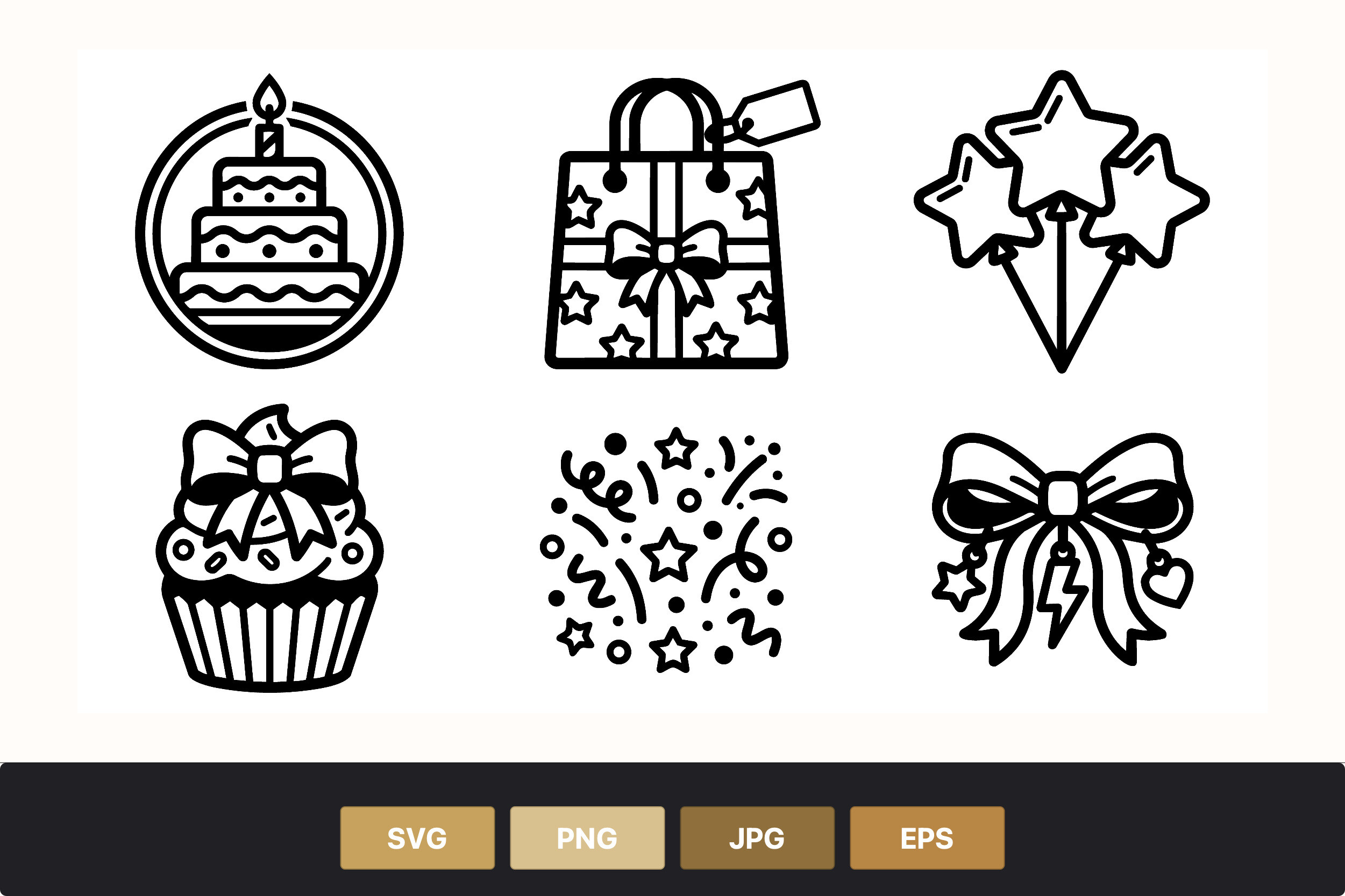 Birthday Cake Gift Cupcake Icons