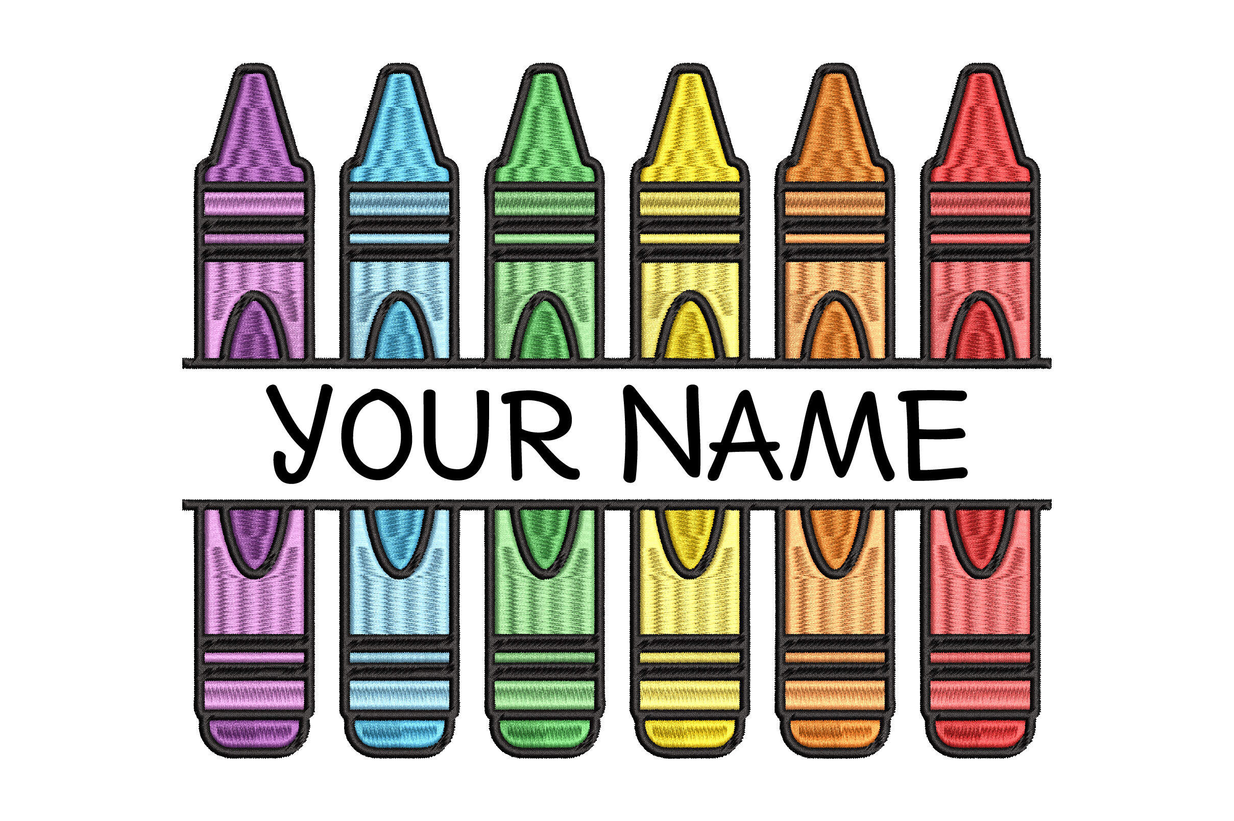 Colorful Crayons Embroidery Design