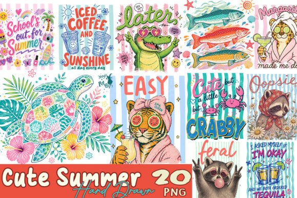 Cute Summer Hand Drawn Bundle Graphic Illustrations By Magic Rabbit