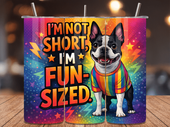 fun sized boston terrier 20oz tumbler wrap skinny sublimation breed specific dog mom