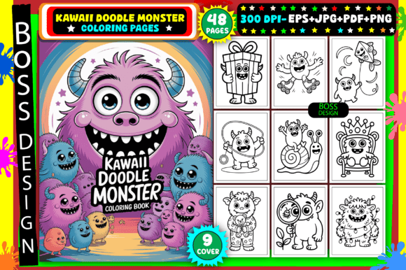 Kawaii Doodle Monster Coloring Pages