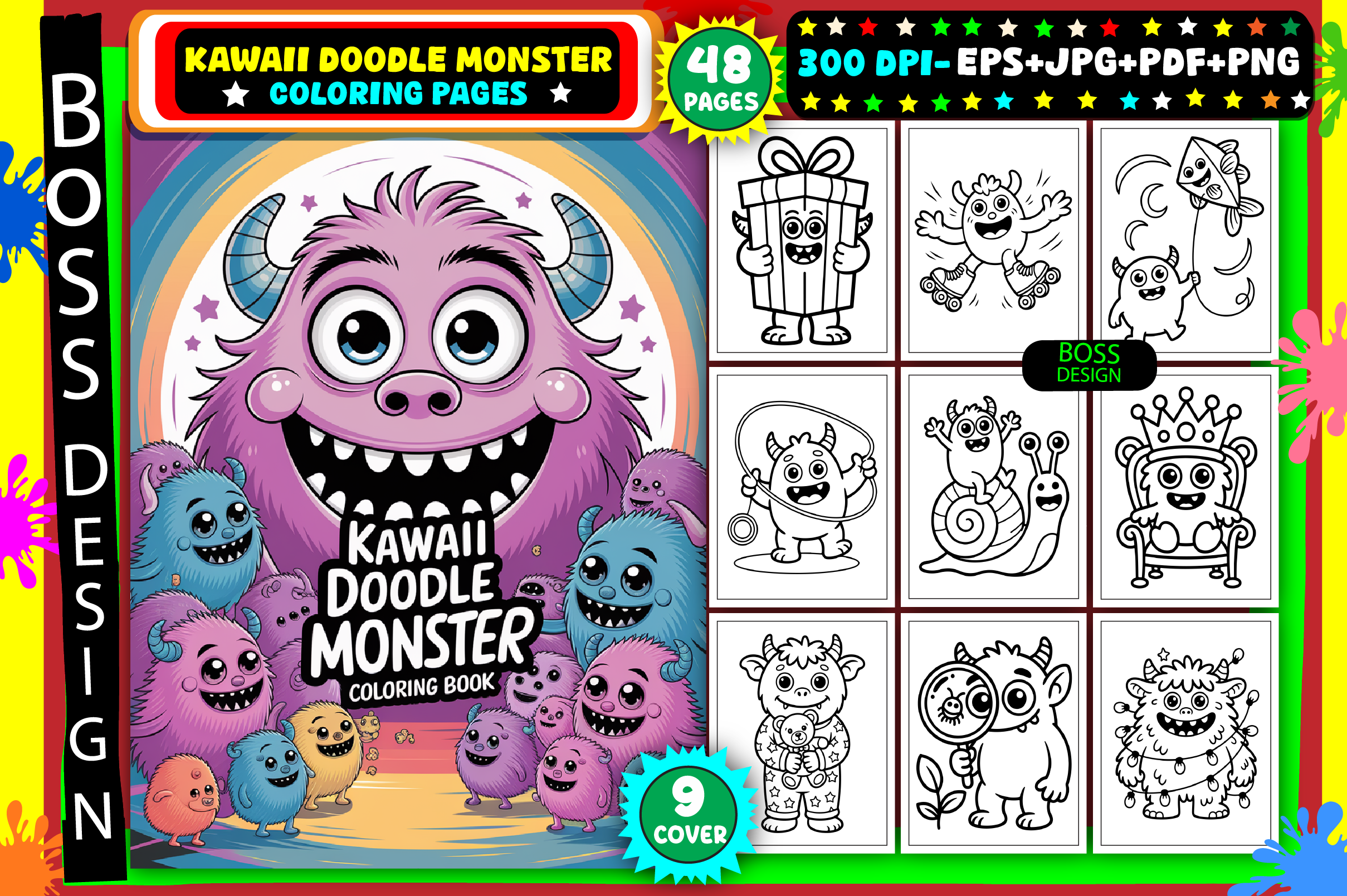 Kawaii Doodle Monster Coloring Pages