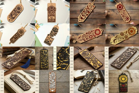 Laser Cut Floral Bookmark SVG Bundle