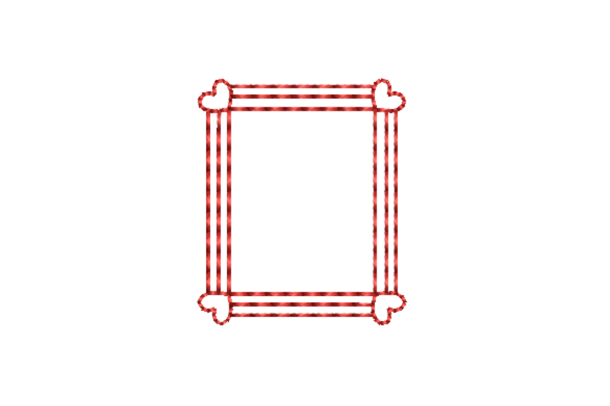 Love Rectangle Frame Outline Redwork