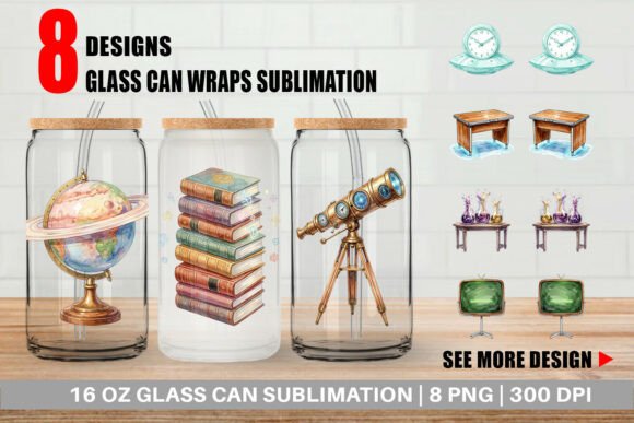 Retro Future School Glass Can Wrap