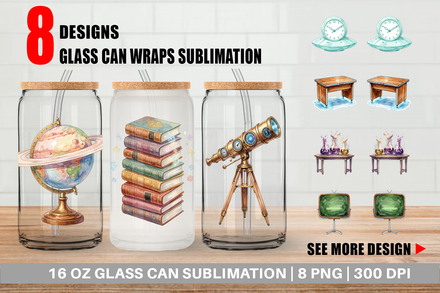 Retro Future School Glass Can Wrap