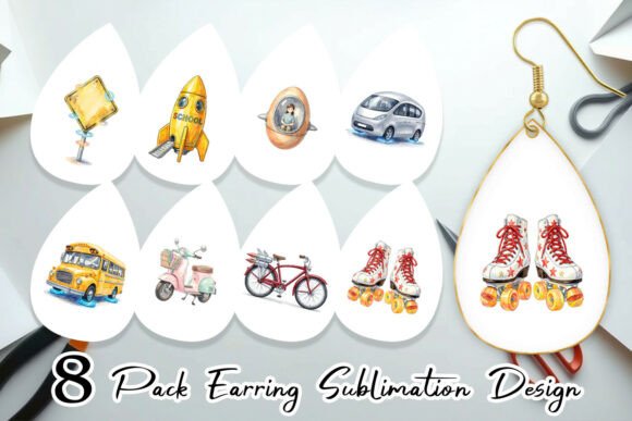 Retro Hover School Transport Earring PNG