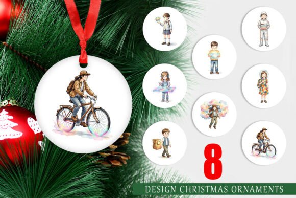 Retro Space School Kid Ornament PNG