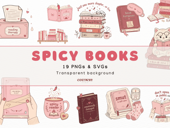 Romance Book Clipart Bundle Spicy Smut
