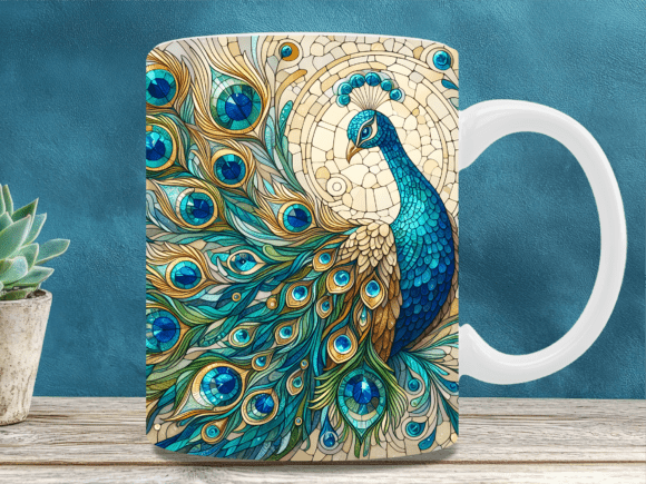 Stained Glass Peacock Feather Mug Wrap