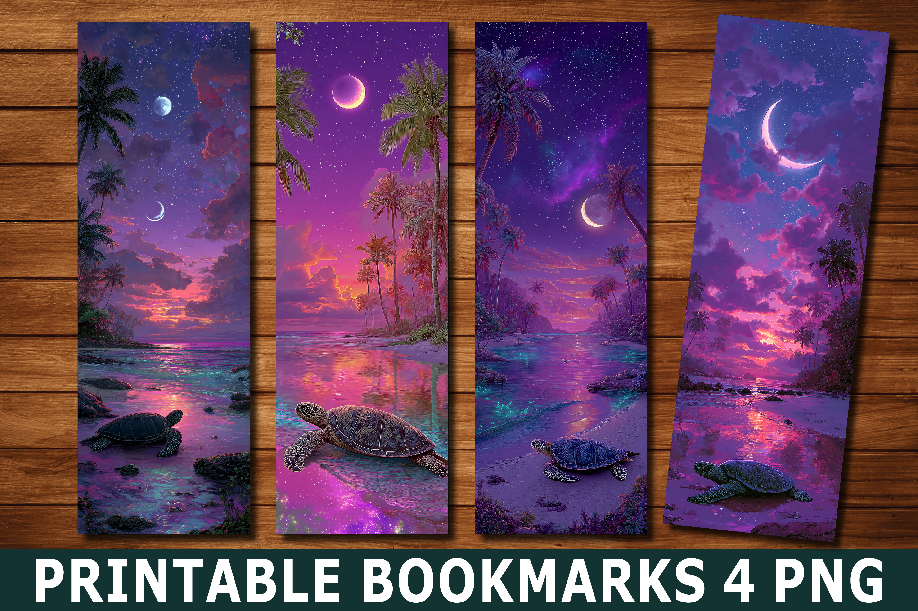 Tropical Turtle Beach Night Bookmark