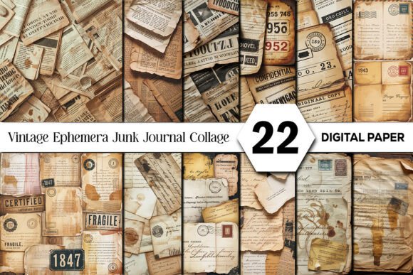 Vintage Ephemera Junk Journal Collage